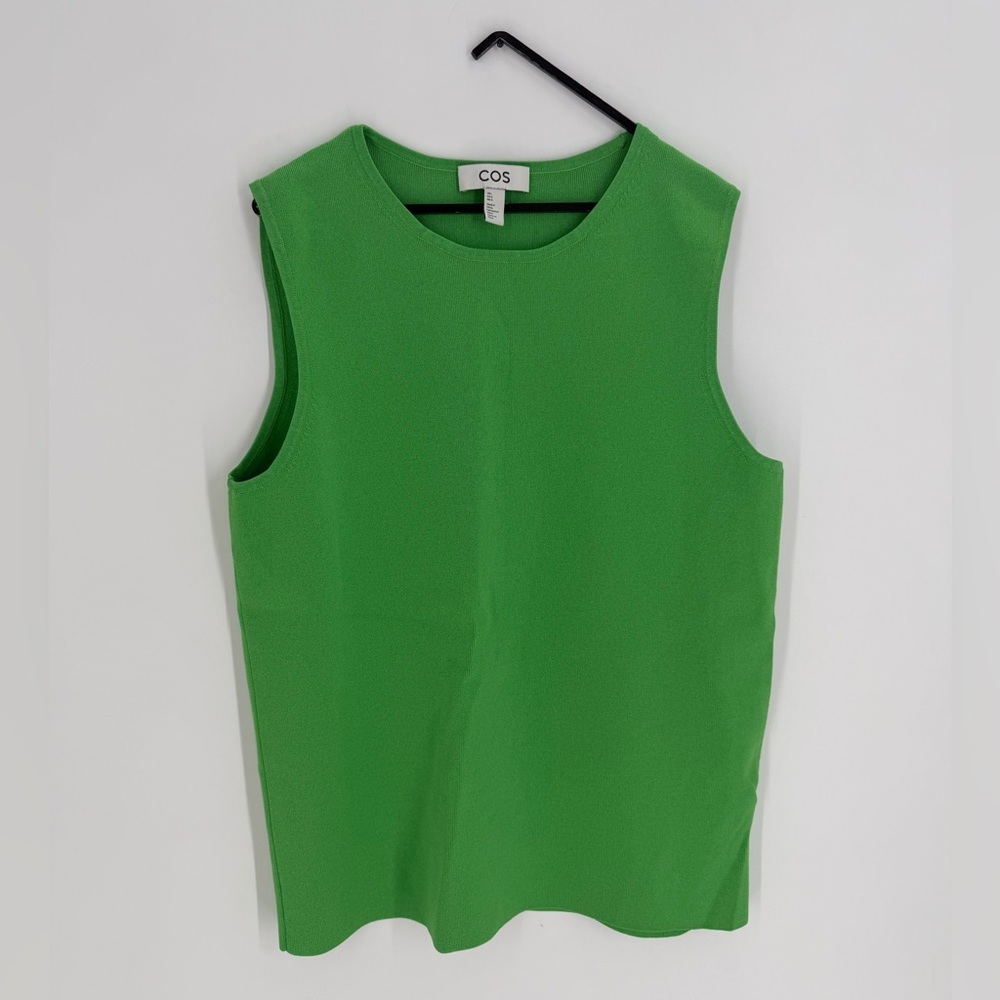 Cos Knitted Sleeveless Minimalist Top In Bright Green - Picture 2 of 7